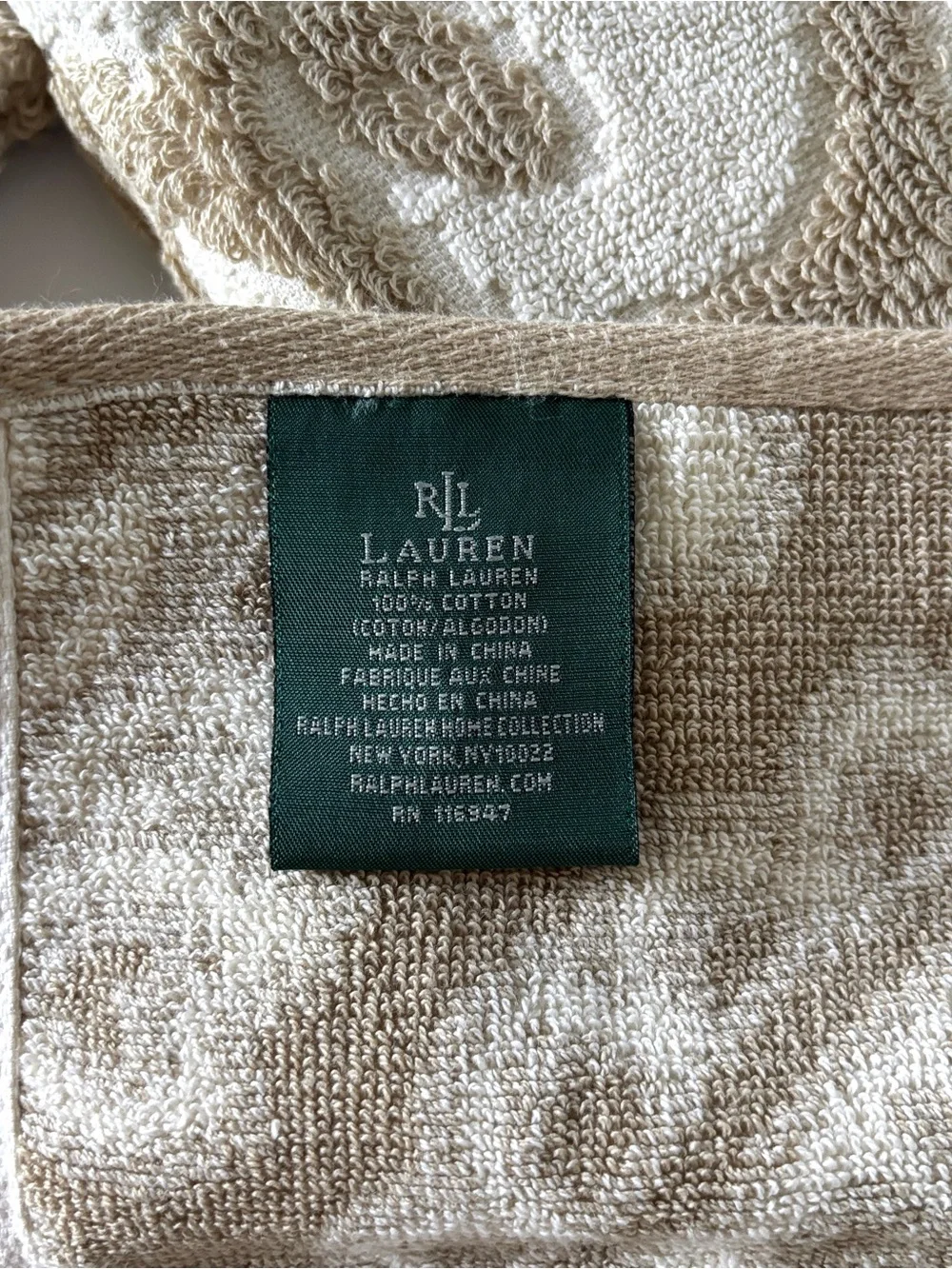 lot set of 5 RALPH LAUREN Bath Towels, Hand Towel, Washcloths Beige Floral NEW